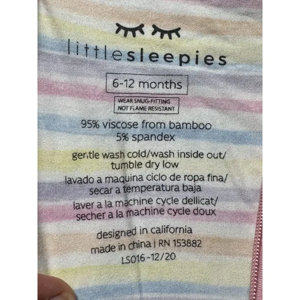 Little Sleepies Bamboo Zip Sleeper Lot 3 6-12M Convertible Footies Rainbow